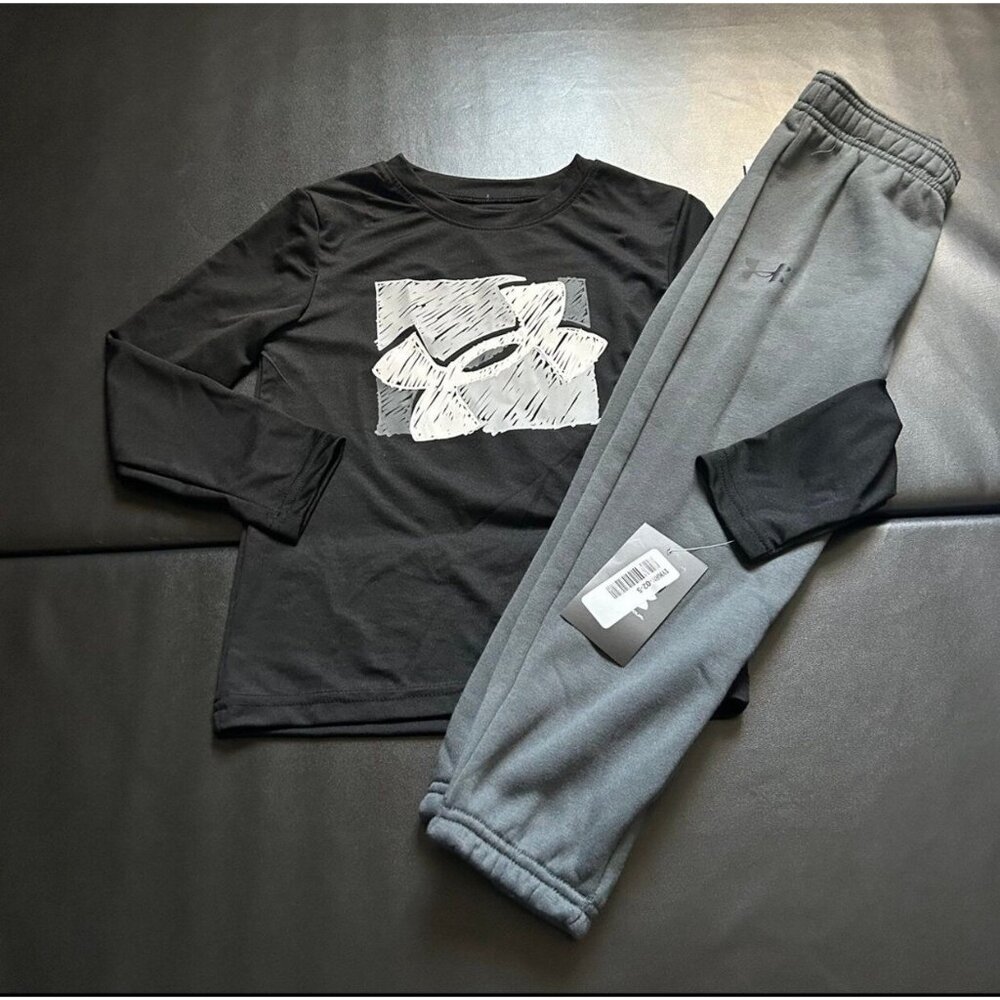 NWT Under Armour Sweats & Long Sleeve Tee Set Boys Size 7